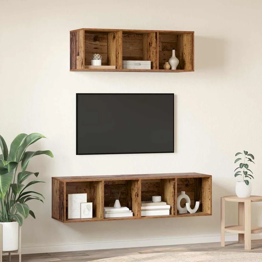 Ensemble meuble TV 2 pcs Bois Ancien Bois d'ingénierie - 4