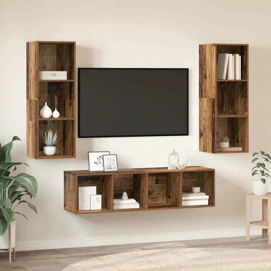 Ensemble meuble TV 3 pcs Bois Ancien Bois d'ingénierie
