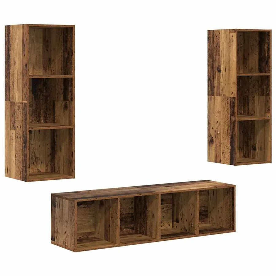 Ensemble meuble TV 3 pcs Bois Ancien Bois d'ingénierie - 2