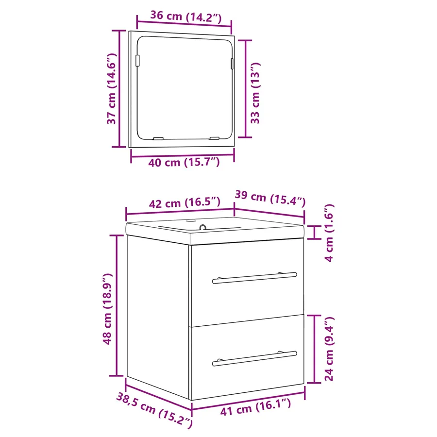 Ensemble de mobilier de salle de bain 2 pcs Chêne noir - 12