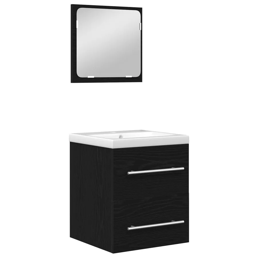 Ensemble de mobilier de salle de bain 2 pcs Chêne noir - 2
