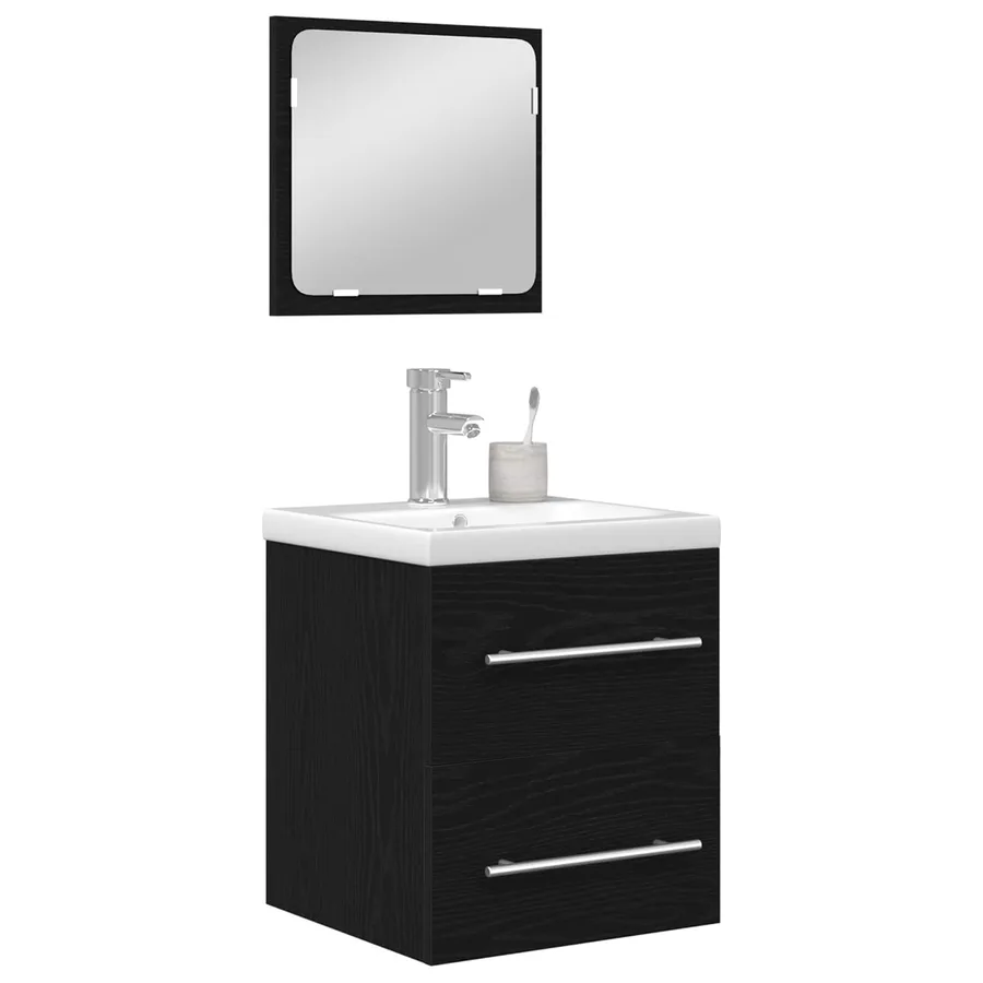 Ensemble de mobilier de salle de bain 2 pcs Chêne noir - 3