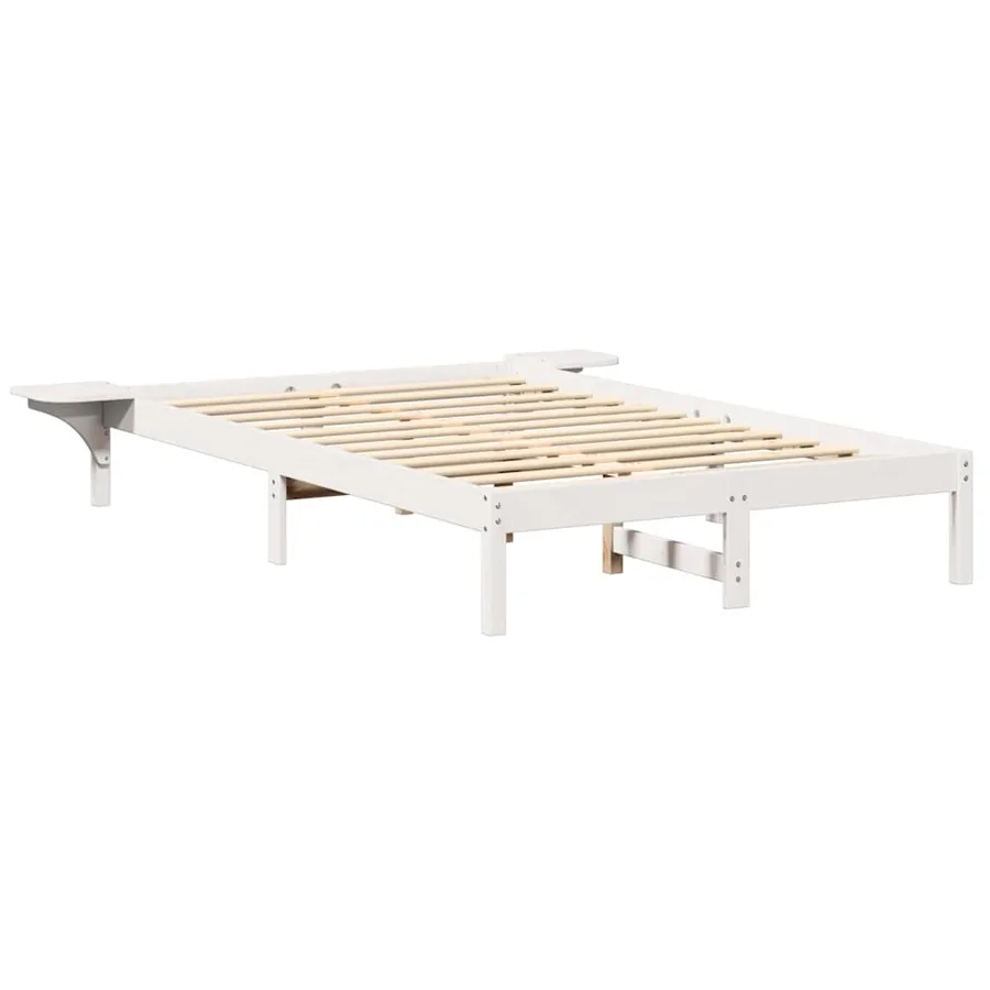 Cadre de lit Blanc 135 x 190 cm Pin massif - 4