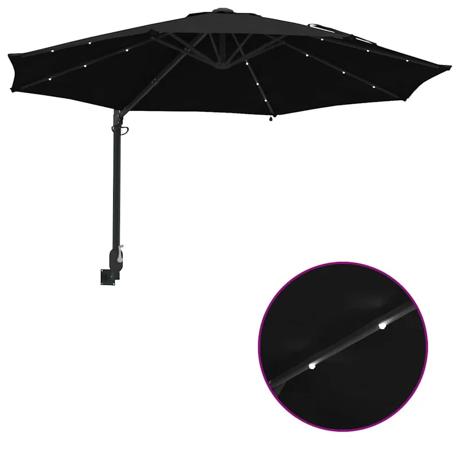 Parasol de jardin Noir 248 x 248 x 148 cm Polyester et Acier - 8