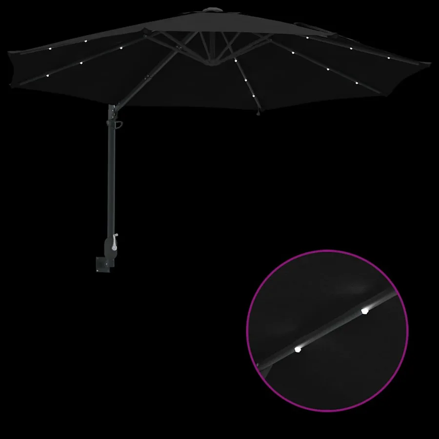 Parasol de jardin Noir 248 x 248 x 148 cm Polyester et Acier - 9
