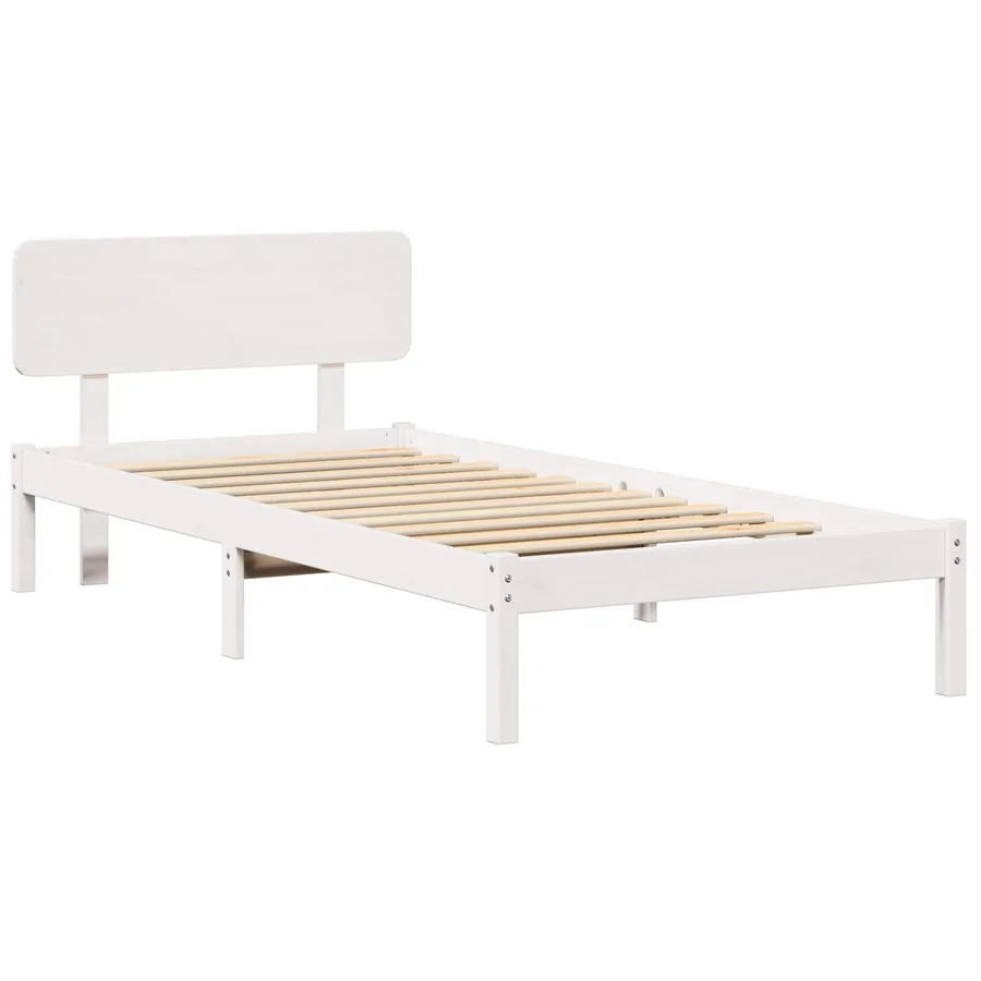 Cadre de lit avec tête de lit Blanc 80 x 200 cm Pin massif - 2
