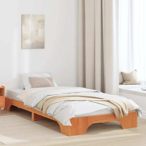 Cadre de lit Brun cire 75 x 190 cm Pin massif