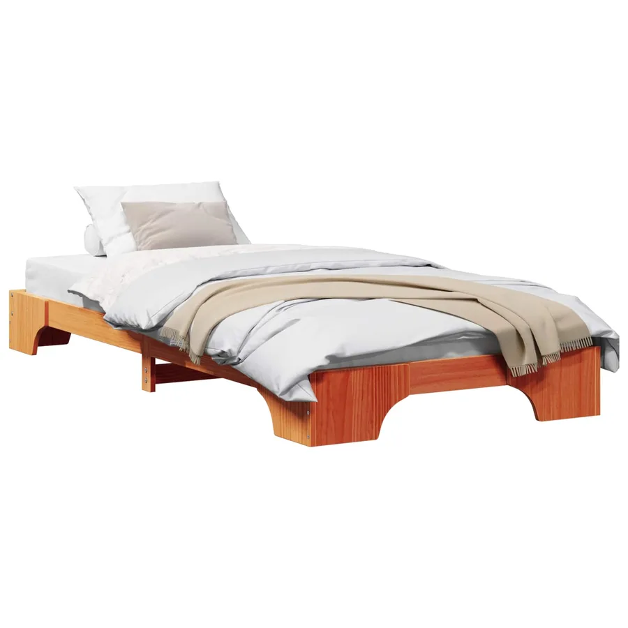 Cadre de lit Brun cire 75 x 190 cm Pin massif - 2