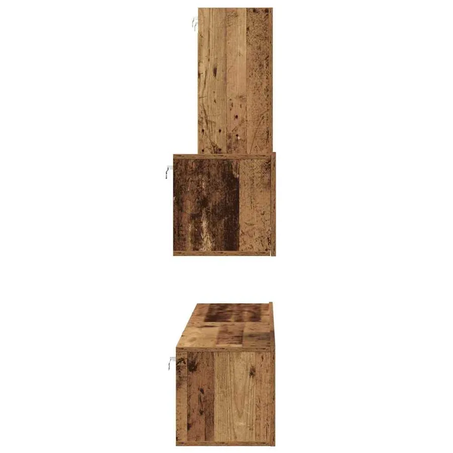 Meuble TV mural 4 pcs Bois Ancien Bois d'ingénierie - 9