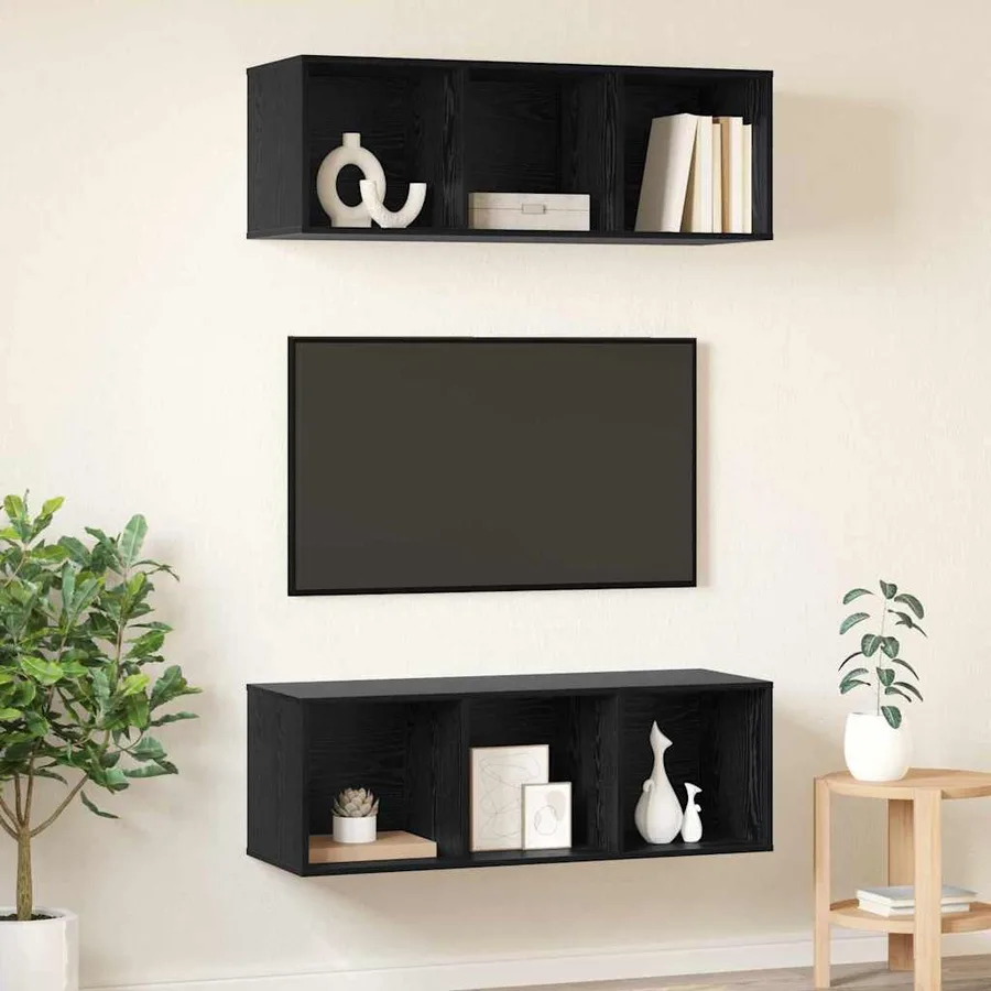 Ensemble meuble TV 2 pcs Chêne noir 37 x 37 x 107 cm - 4