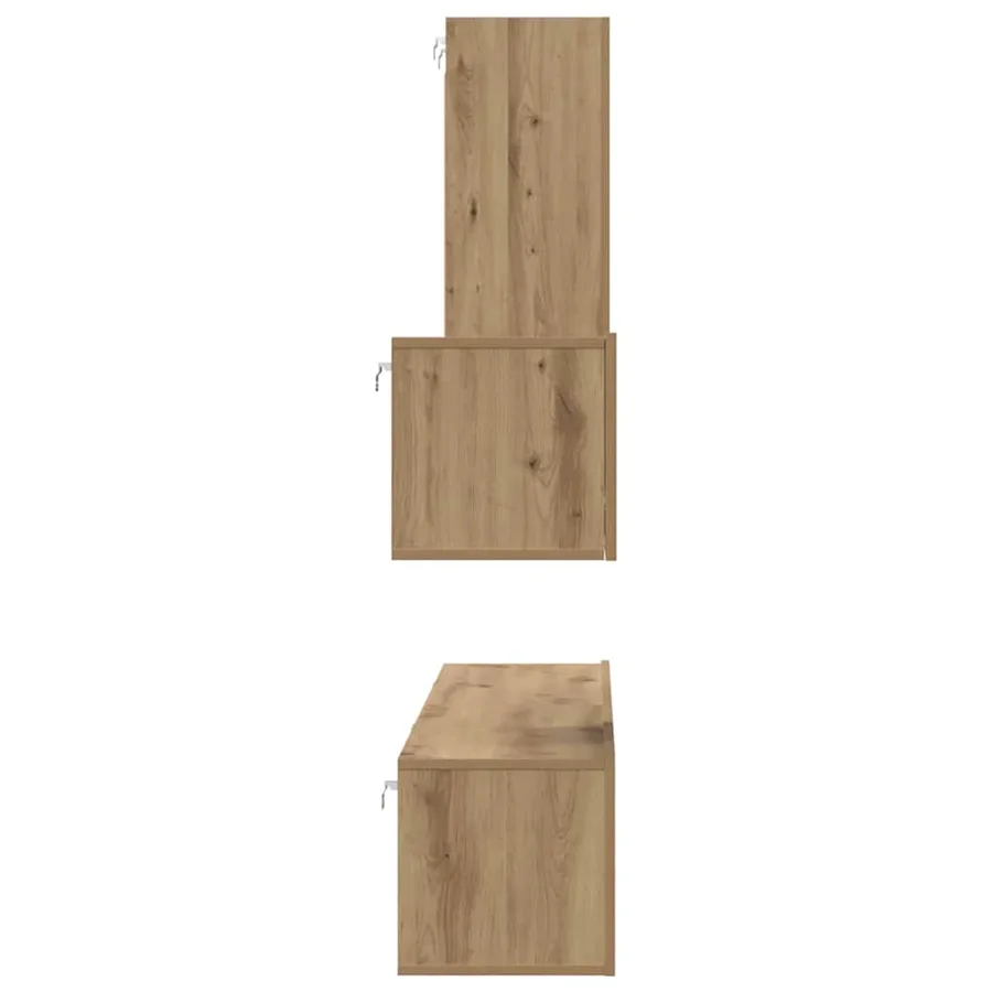 Meuble TV mural 4 pcs Chêne artisanal Bois d'ingénierie - 9
