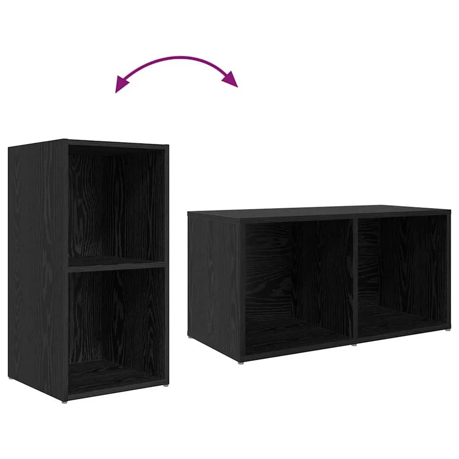 Ensemble meuble TV Montage mural 3 pcs Noir Bois d'ingénierie - 7