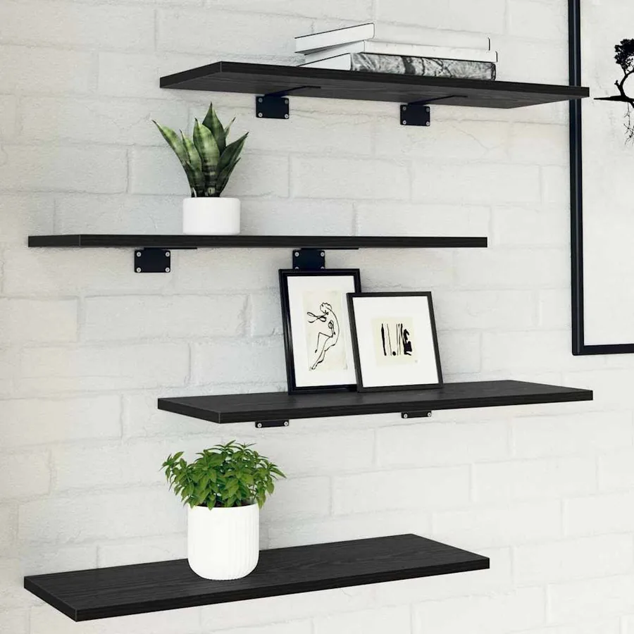 Étagère à livres 4 pcs Noir 60 x 20 x 1,5 cm Bois d'ingénierie