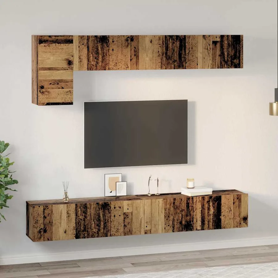Ensemble meuble TV 5 pcs Bois Ancien Bois d'ingénierie - 4
