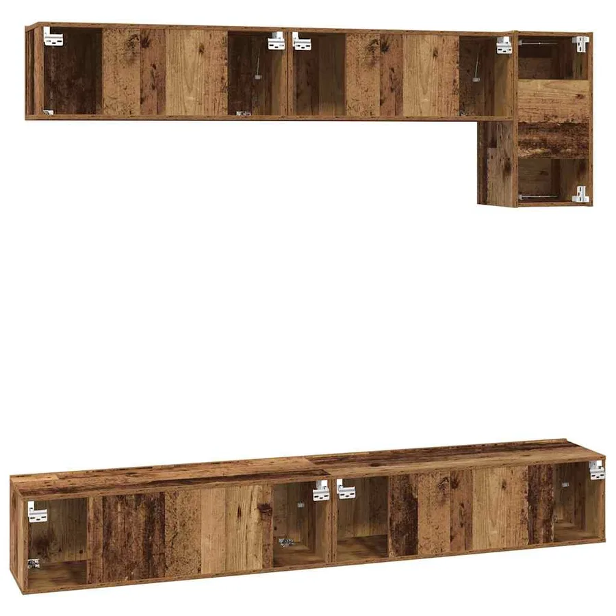 Ensemble meuble TV 5 pcs Bois Ancien Bois d'ingénierie - 8