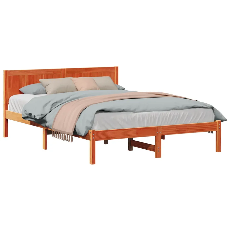 Cadre de lit Marron 150 x 200 cm Bois de pin massif - 2