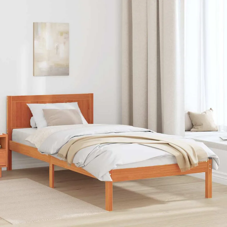 Cadre de lit Marron 90 x 200 cm Bois de pin massif