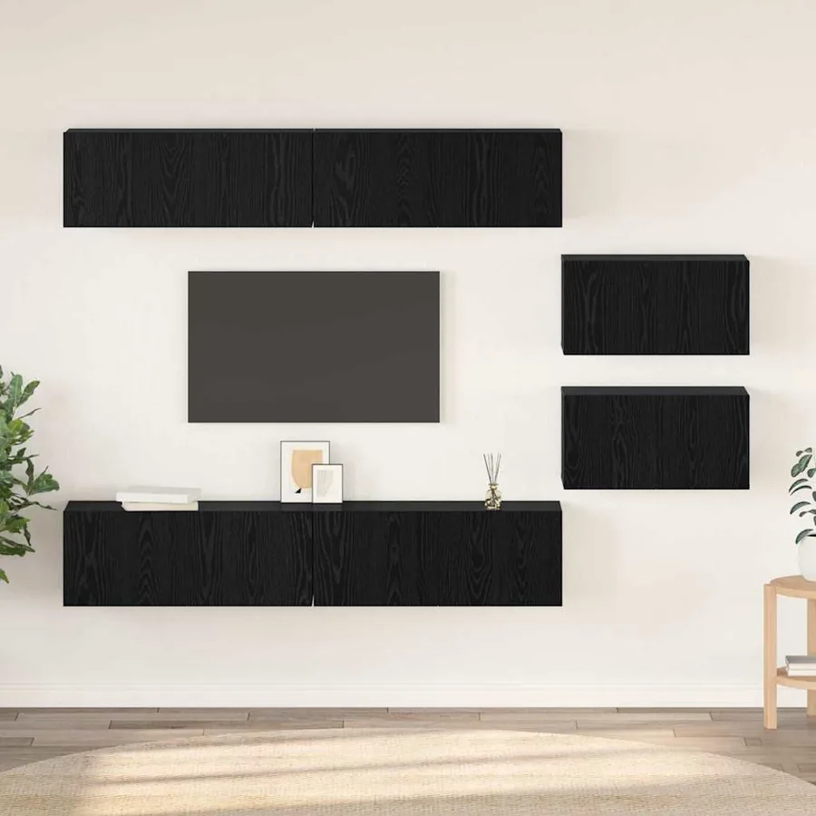 Ensemble meuble TV 6 pcs Chêne noir Bois d'ingénierie