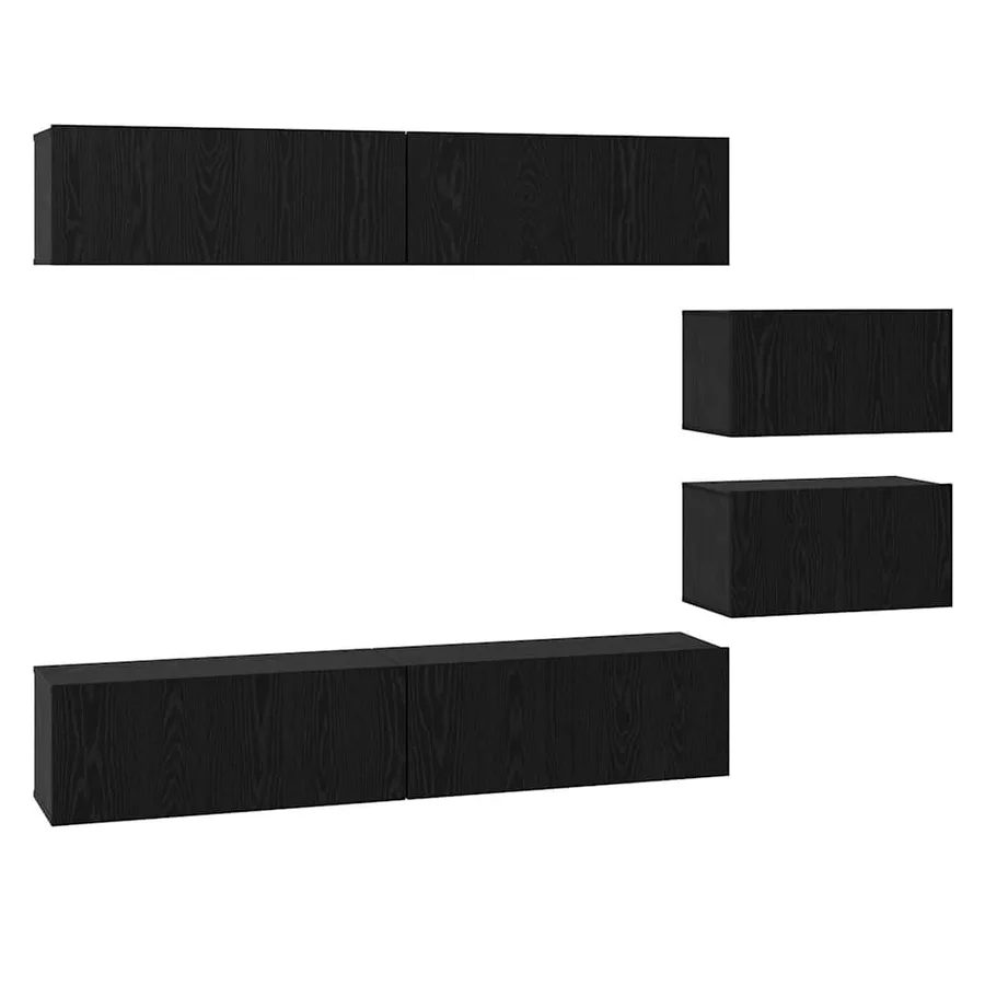 Ensemble meuble TV 6 pcs Chêne noir Bois d'ingénierie - 2