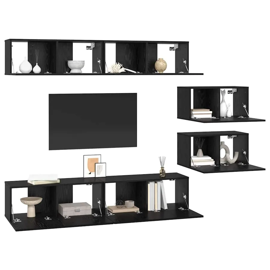 Ensemble meuble TV 6 pcs Chêne noir Bois d'ingénierie - 3