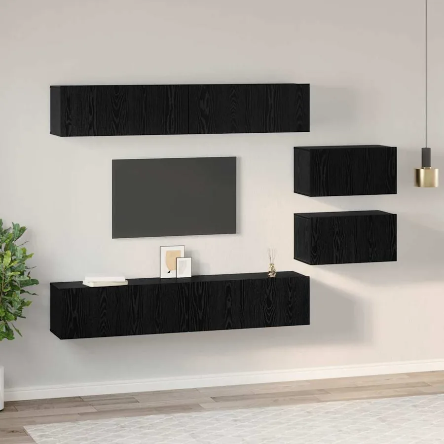 Ensemble meuble TV 6 pcs Chêne noir Bois d'ingénierie - 4