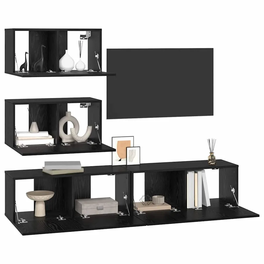 Ensemble meuble TV 4 pcs Chêne noir Bois d'ingénierie - 3
