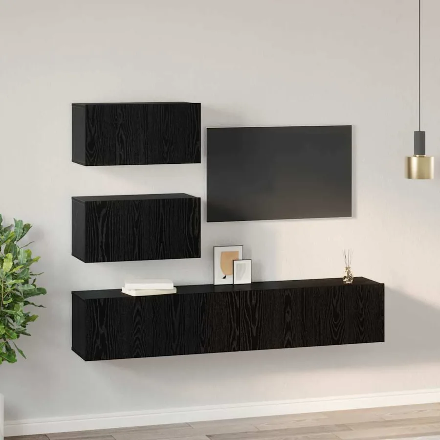 Ensemble meuble TV 4 pcs Chêne noir Bois d'ingénierie - 4