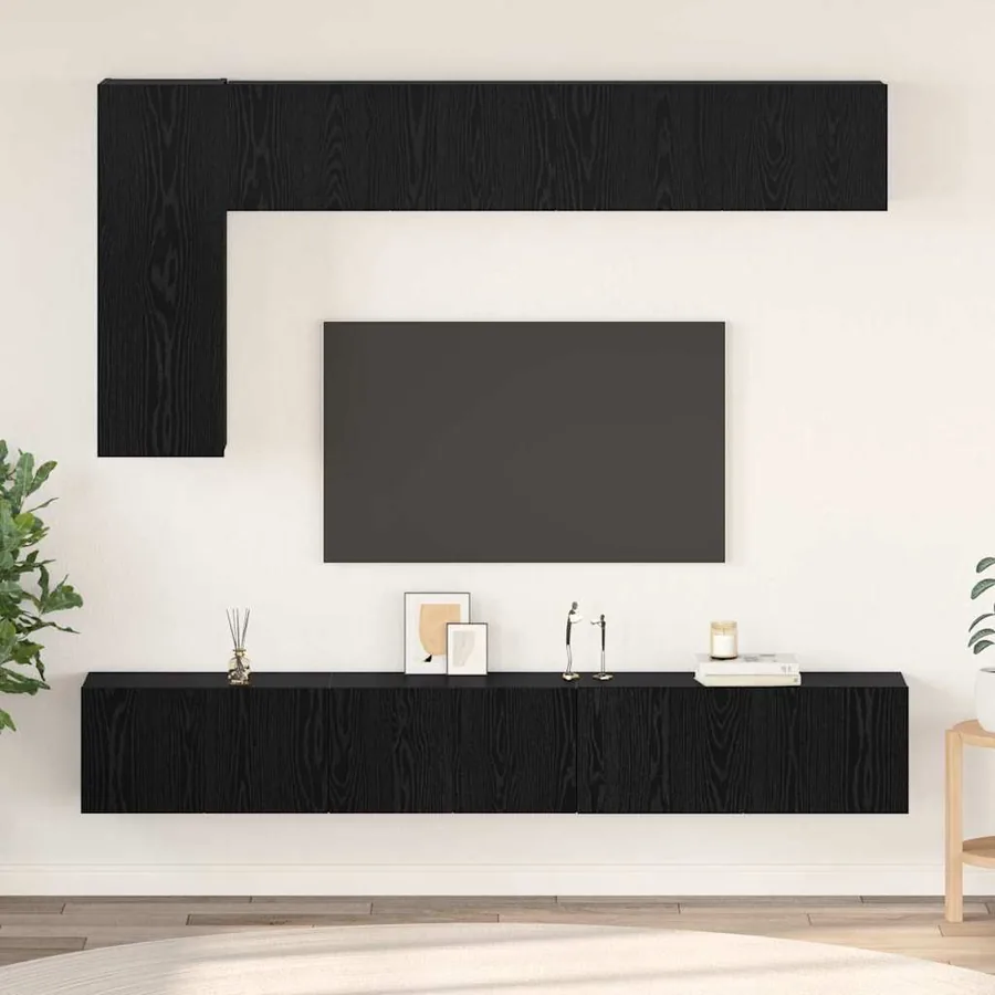 Ensemble meuble TV 6 pcs Chêne noir Bois d'ingénierie