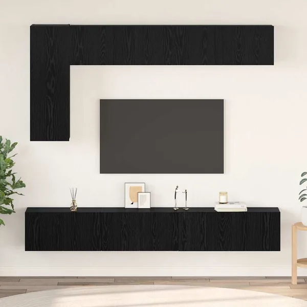 Ensemble meuble TV 6 pcs Chêne noir Bois d'ingénierie