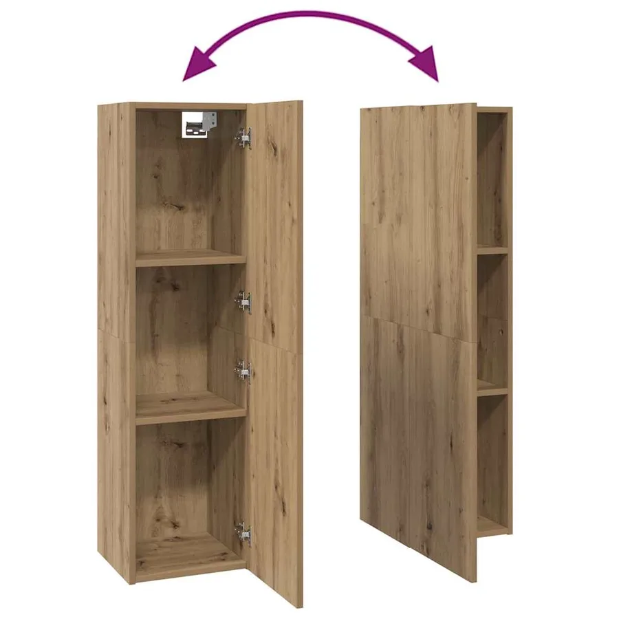 Meuble TV mural 4 pcs Chêne artisanal Bois d'ingénierie - 14