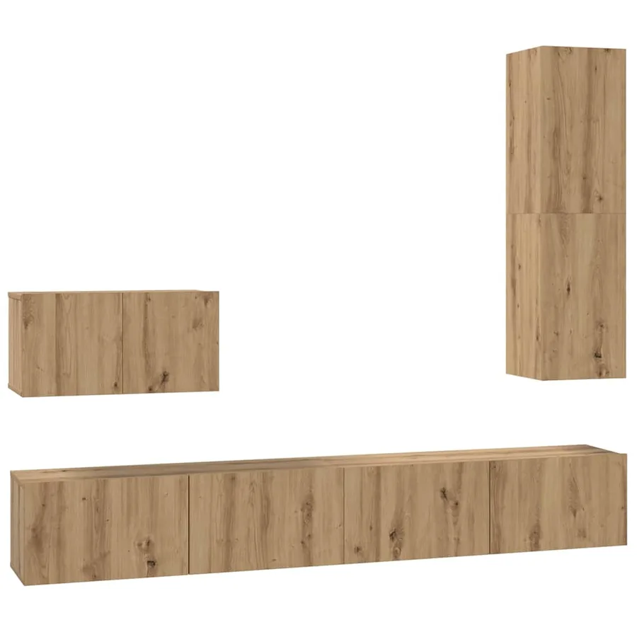 Meuble TV mural 4 pcs Chêne artisanal Bois d'ingénierie - 2