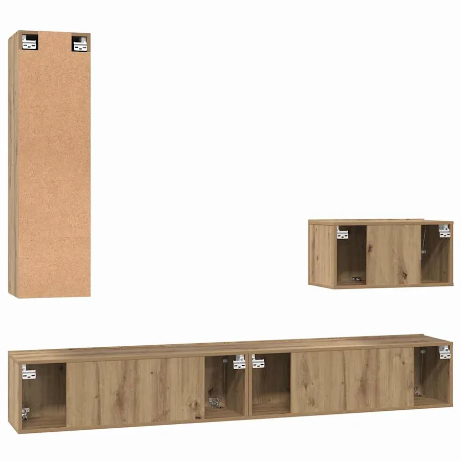 Meuble TV mural 4 pcs Chêne artisanal Bois d'ingénierie - 8