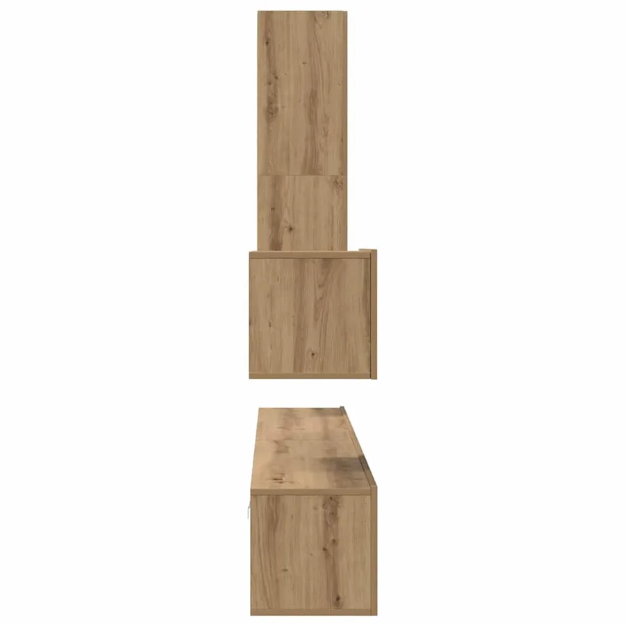 Meuble TV mural 4 pcs Chêne artisanal Bois d'ingénierie - 9