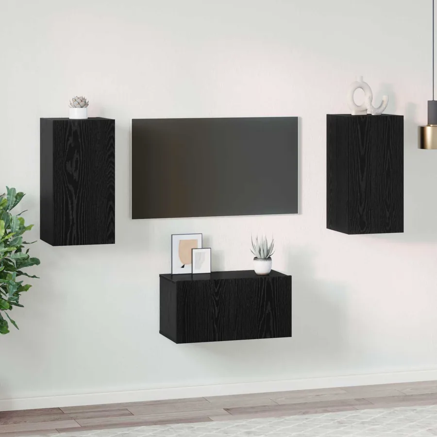 Ensemble meuble TV 3 pcs Chêne noir Bois d'ingénierie