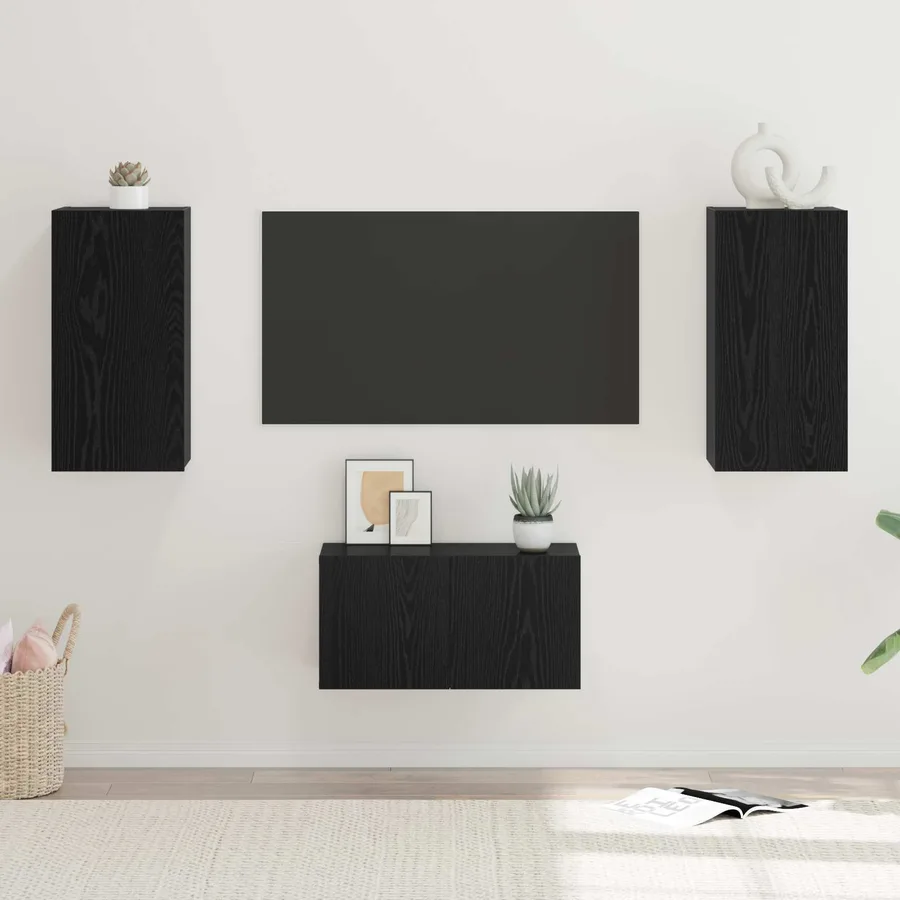Ensemble meuble TV 3 pcs Chêne noir Bois d'ingénierie - 4