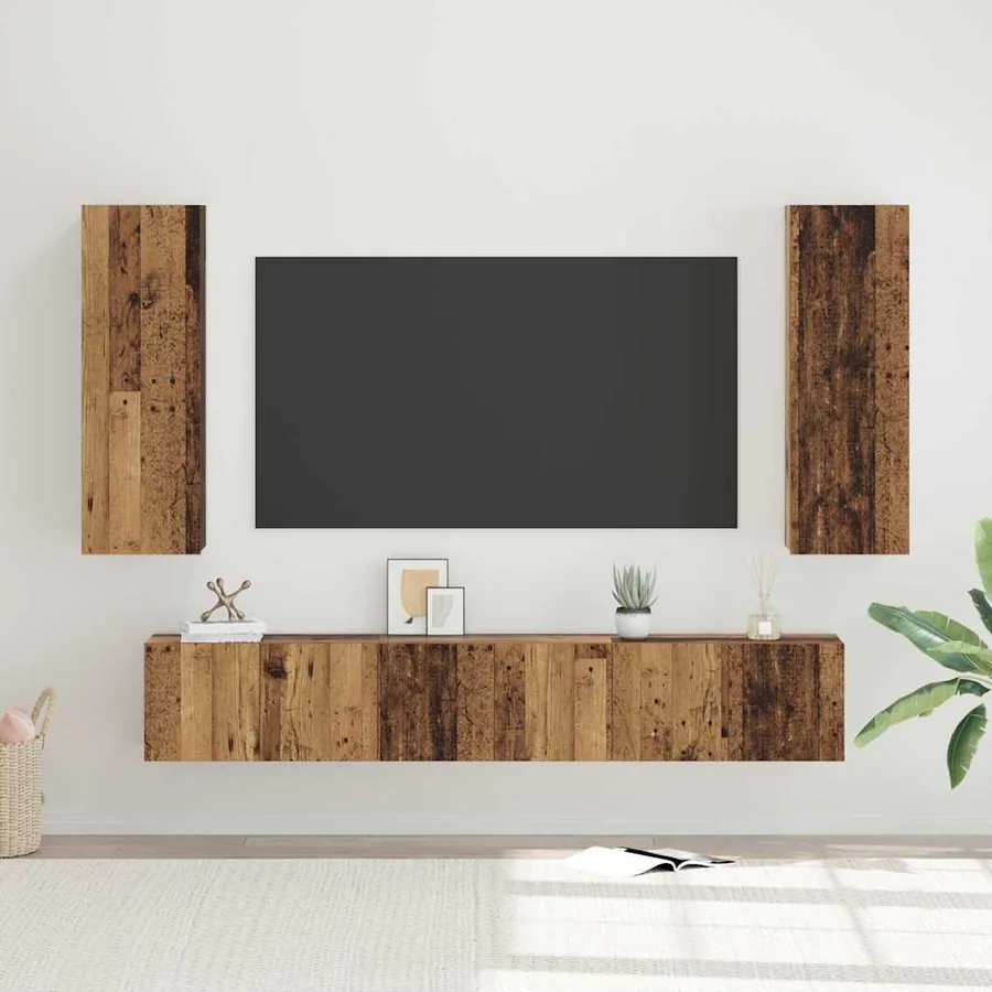 Ensemble meuble TV 5 pcs Bois Ancien Bois d'ingénierie