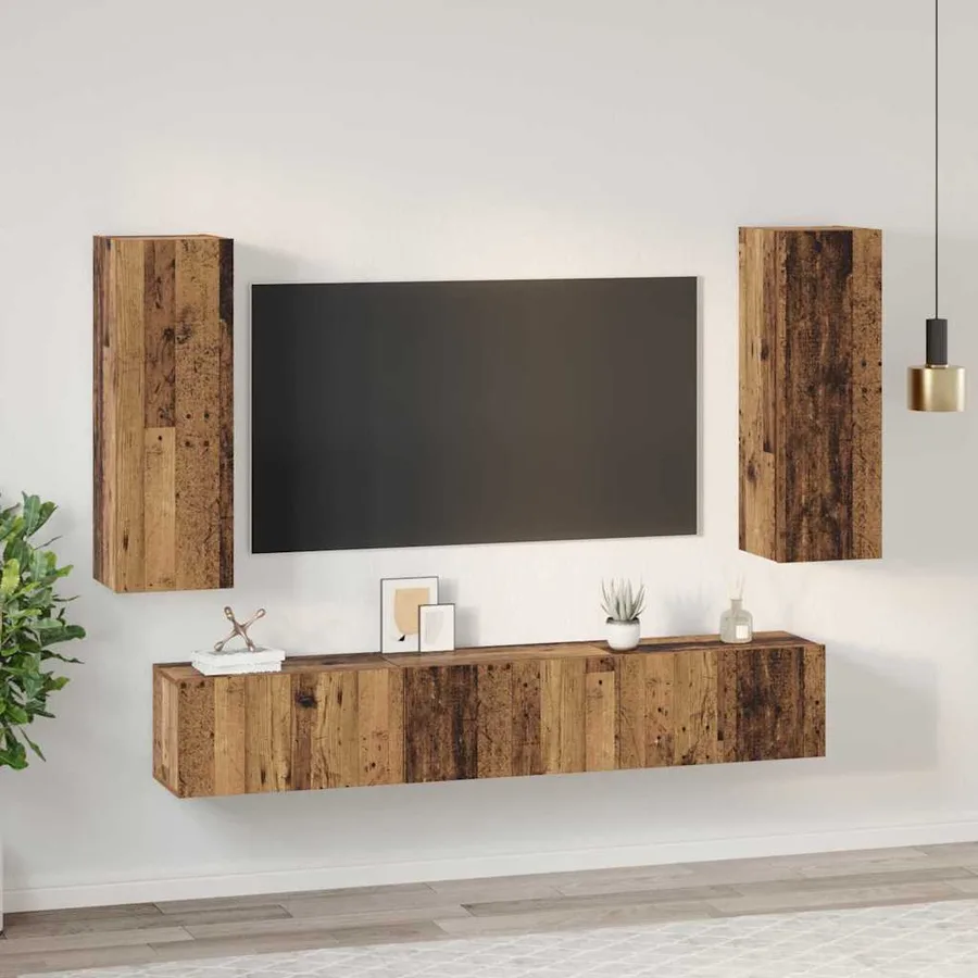 Ensemble meuble TV 5 pcs Bois Ancien Bois d'ingénierie - 4