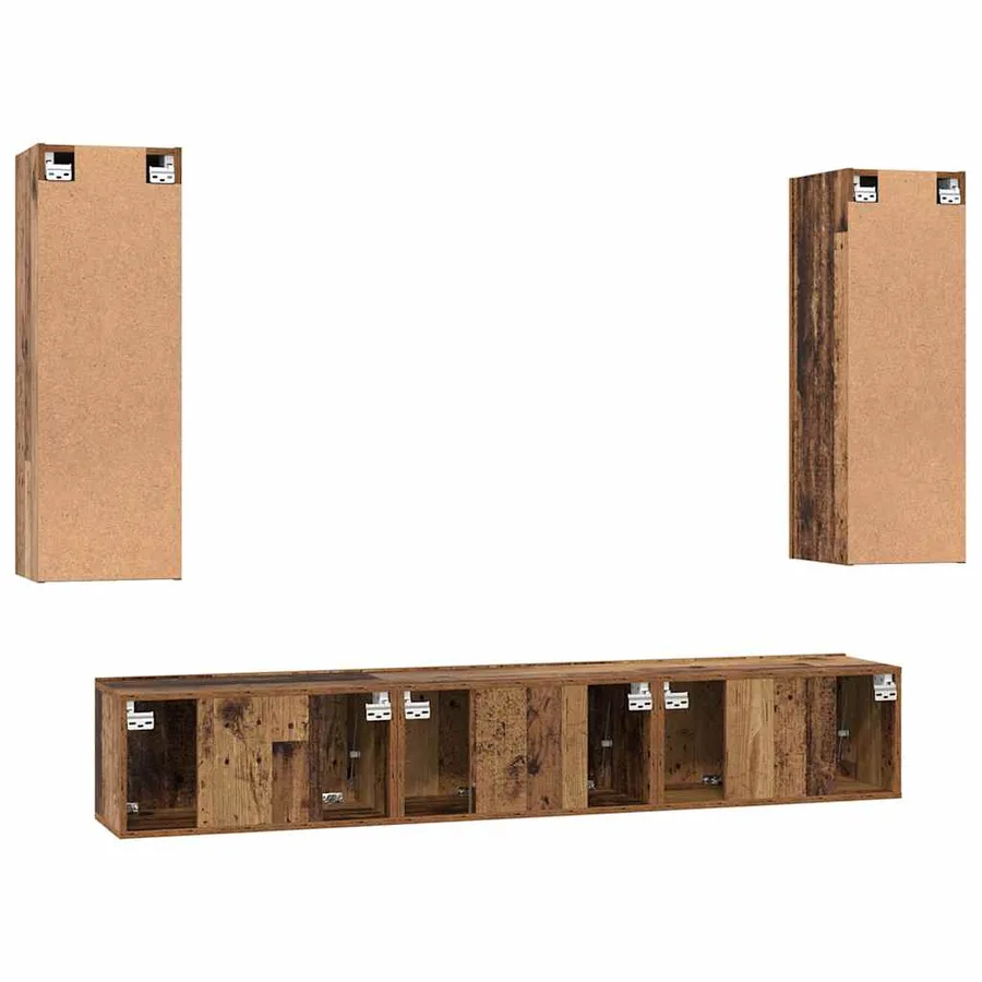 Ensemble meuble TV 5 pcs Bois Ancien Bois d'ingénierie - 9