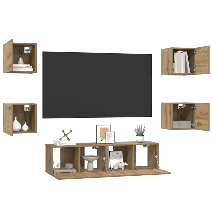 Ensemble meuble TV 6 pcs Chêne artisanal Bois d'ingénierie - 3