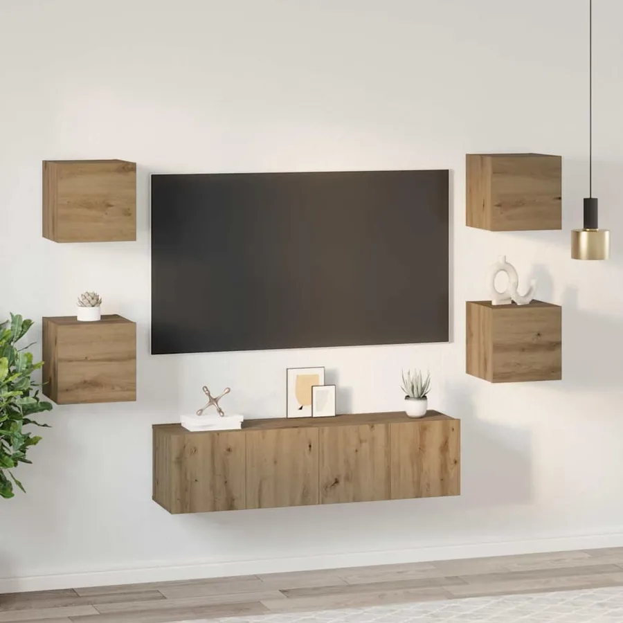 Ensemble meuble TV 6 pcs Chêne artisanal Bois d'ingénierie - 4