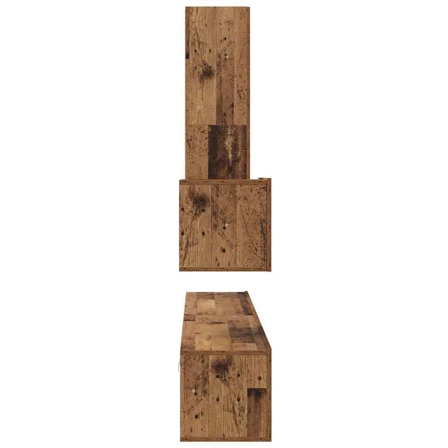Meuble TV mural 4 pcs Bois Ancien Bois d'ingénierie - 9