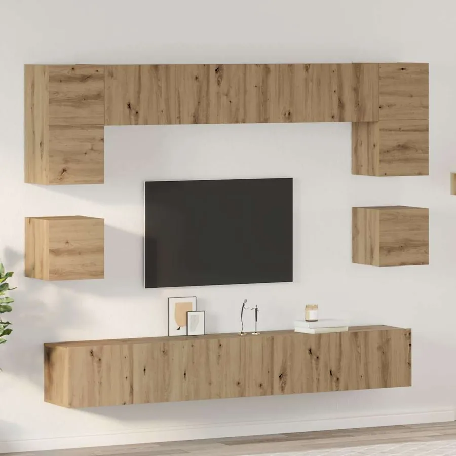 Ensemble meuble TV 8 pcs Chêne artisanal Bois d'ingénierie