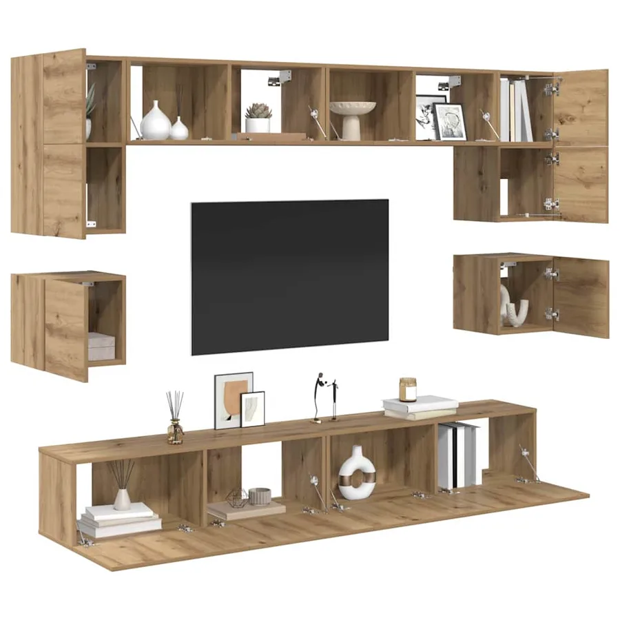 Ensemble meuble TV 8 pcs Chêne artisanal Bois d'ingénierie - 3