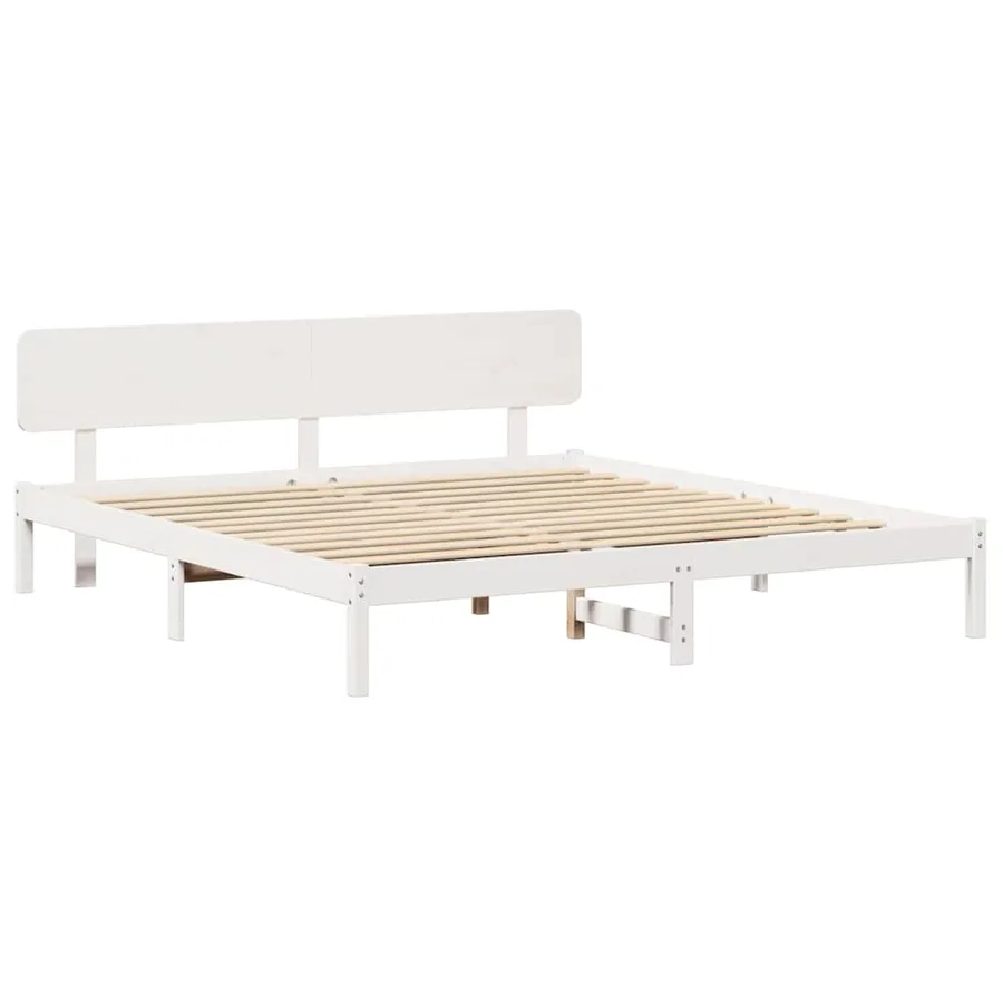 Cadre de lit avec tête de lit Blanc 180 x 200 cm Pin massif - 4