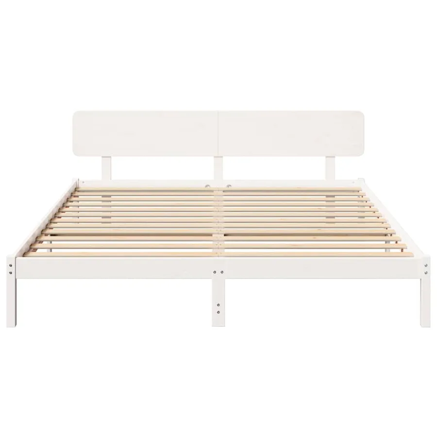 Cadre de lit avec tête de lit Blanc 180 x 200 cm Pin massif - 5