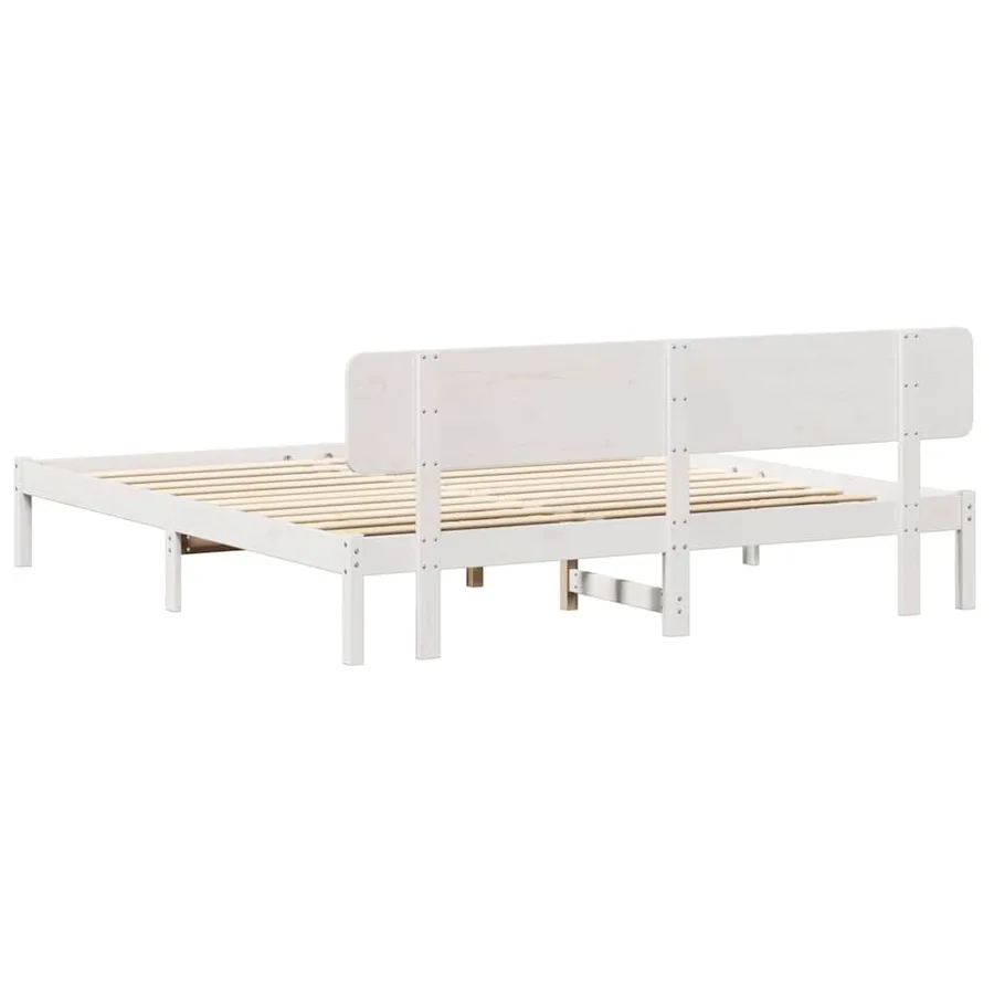 Cadre de lit avec tête de lit Blanc 180 x 200 cm Pin massif - 7