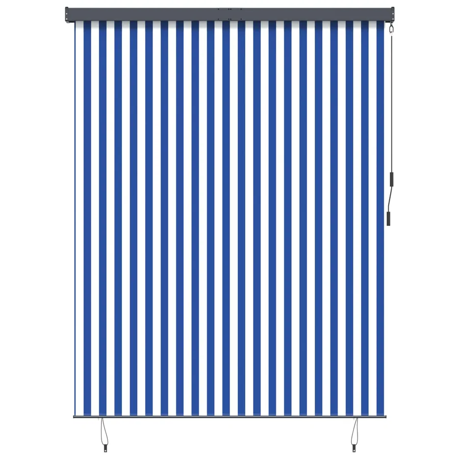 Store enrouleur Bleu et Blanc 200 x 250 cm Tissu et Aluminium