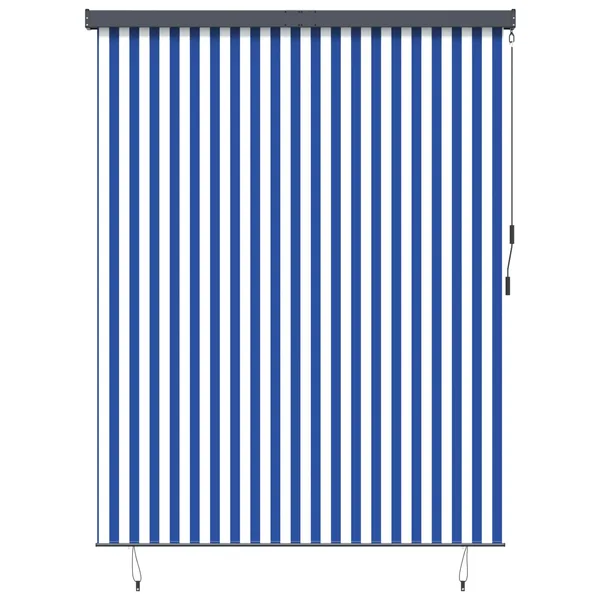 Store enrouleur Bleu et Blanc 200 x 250 cm Tissu et Aluminium