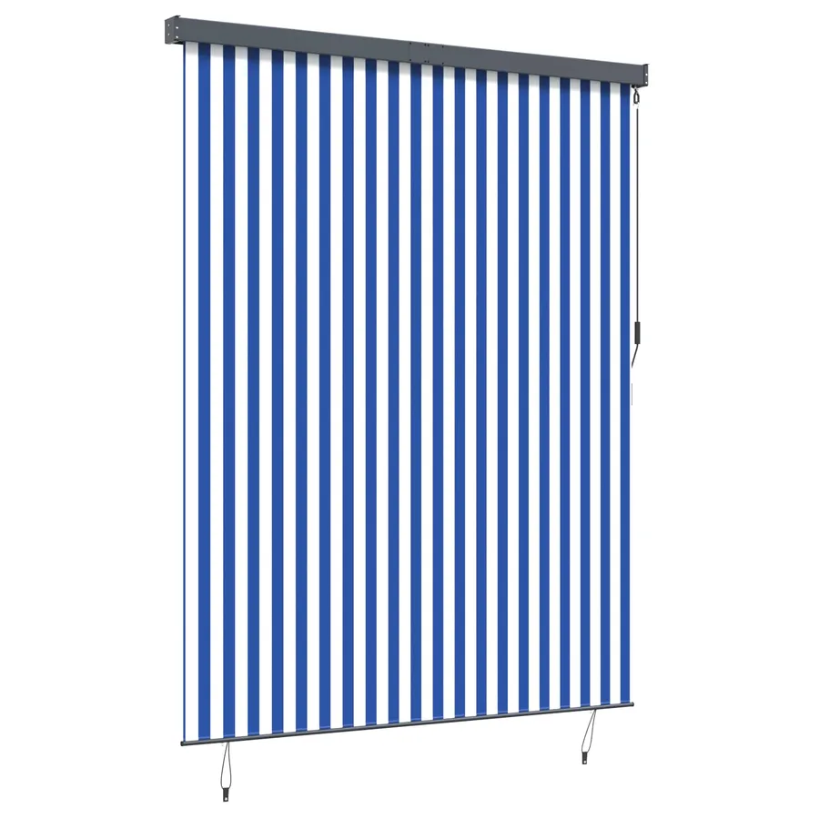 Store enrouleur Bleu et Blanc 200 x 250 cm Tissu et Aluminium - 2