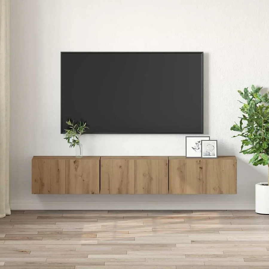 Ensemble meuble TV 3 pcs Marron Bois d'ingénierie - 4